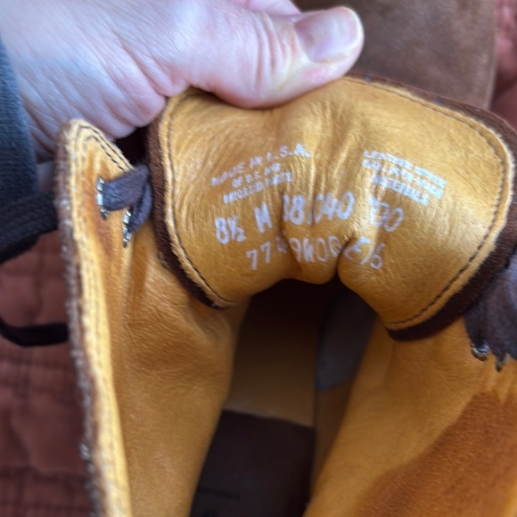 Frye Sabrina 6G Tan Suede/Leather Lace Up Wood Heeled Combat Moto Ankle Booties - Picture 12 of 12